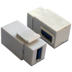 Keystone module, USB 3.0, A type, female-female, 90 degrees, white